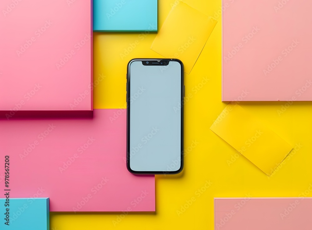 Modern Flat Lay Phone Mockup With Colored Backgrounds Modern Flat Lay Phone Mockup With Colored Backgrounds