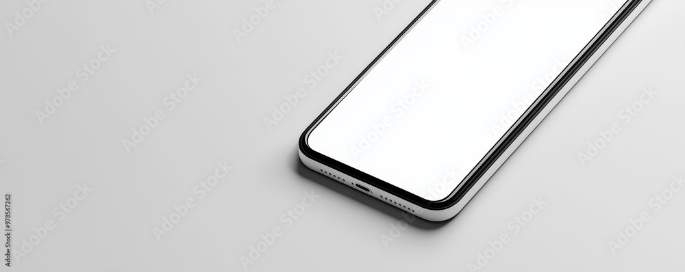 Minimalistic smartphone on a grey background with a blank screen, perfect for mockups or tech-related projects. Minimalistic smartphone on a grey background with a blank screen, perfect for mockups or tech-related projects.