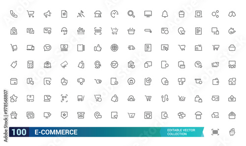 E-commerce outline icon set, online shopping and delivery elements - minimal thin line web icon set. Outline icons collection. editabale stroke icons. photo