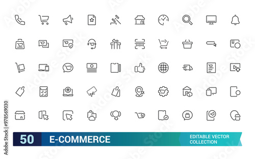 E-commerce outline icon set, online shopping and delivery elements - minimal thin line web icon set. Outline icons collection. editabale stroke icons. photo