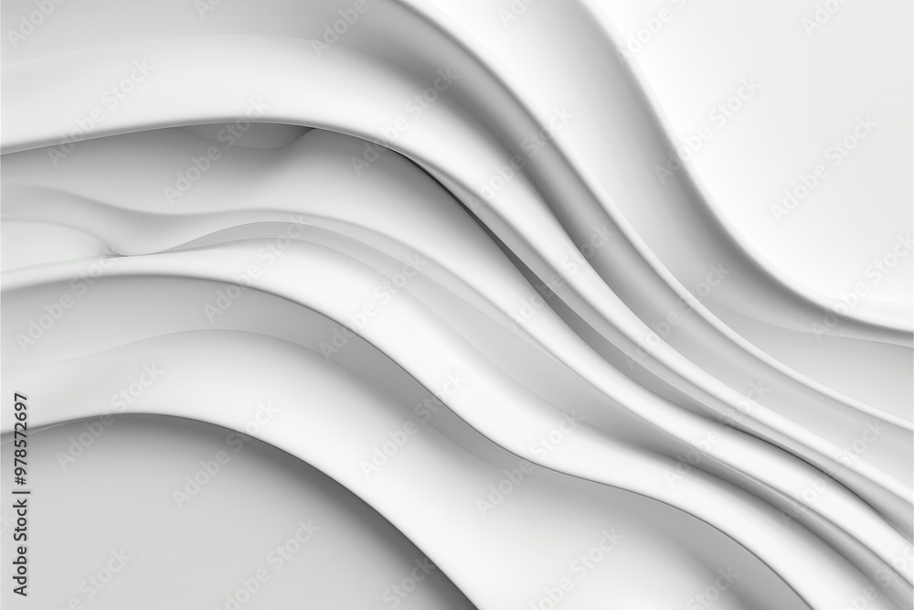 Obraz premium Elegant white background with soft, flowing waves, creating a serene atmosphere, perfect for enhancing the aesthetic of any space or digital interface.