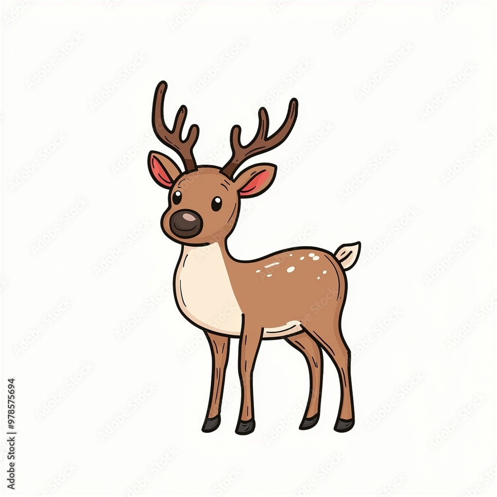 Süße Doodle Illustration von einem Rentier / Reh Süße Doodle Illustration von einem Rentier / Reh