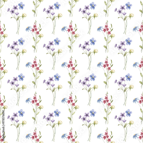 Seamless background, watercolor floral pattern. Repeat fabric wallpaper print texture. Perfectly for wrapped paper, backdrop, wall art.