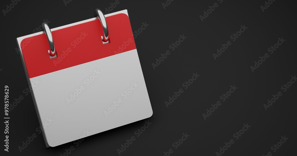 Mini Desk Calendar Red & White Blank Paper Black Background 3D Rendering Mockup Mini Desk Calendar Red & White Blank Paper Black Background 3D Rendering Mockup