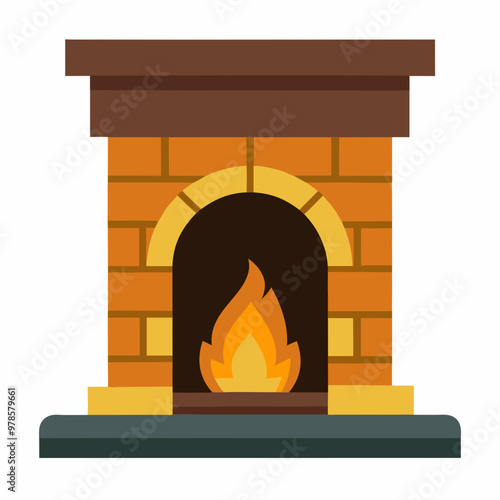 vector illustration of fireplace