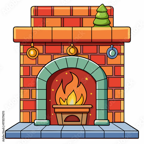 vector illustration of fireplace