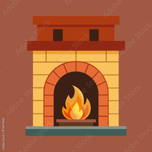 vector illustration of fireplace