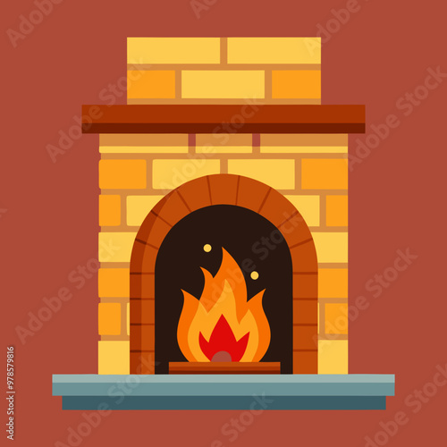 vector illustration of fireplace