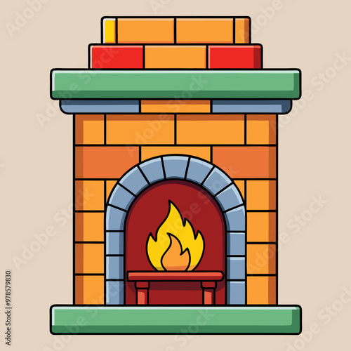 vector illustration of fireplace