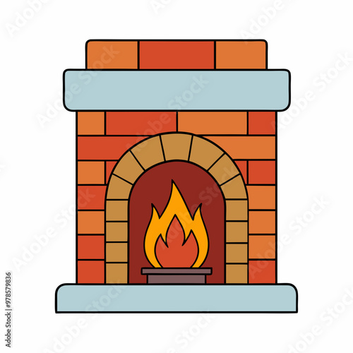 vector illustration of fireplace