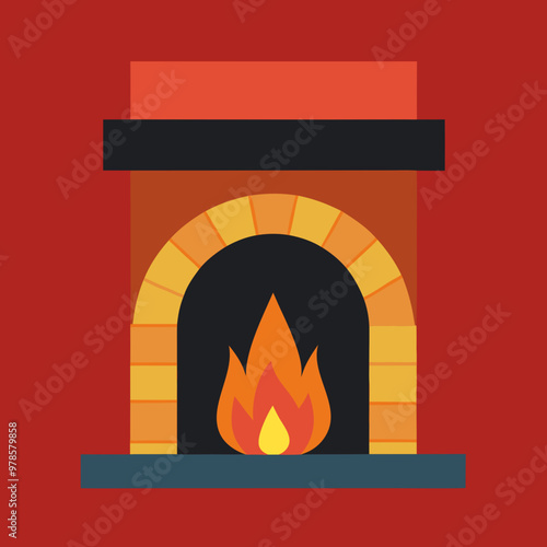 vector illustration of fireplace