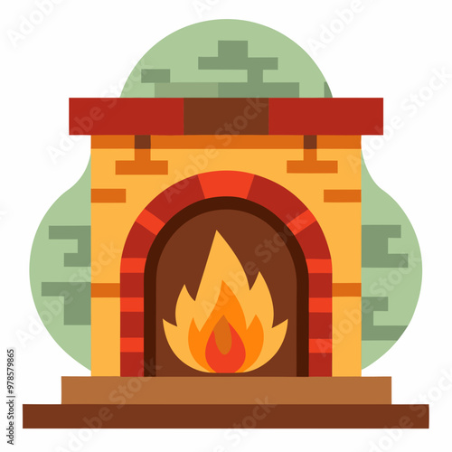 vector illustration of fireplace