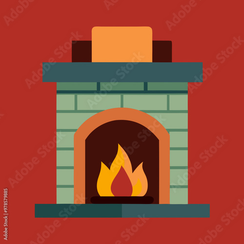 vector illustration of fireplace