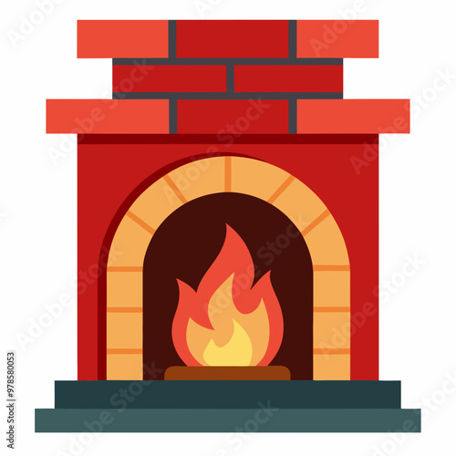 vector illustration of fireplace