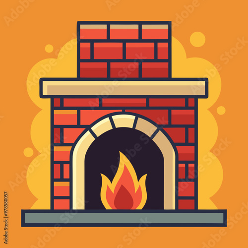 vector illustration of fireplace