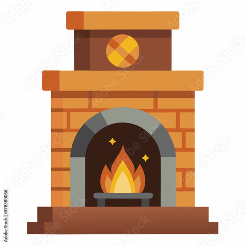 vector illustration of fireplace