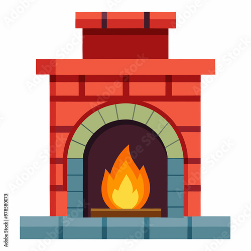 vector illustration of fireplace