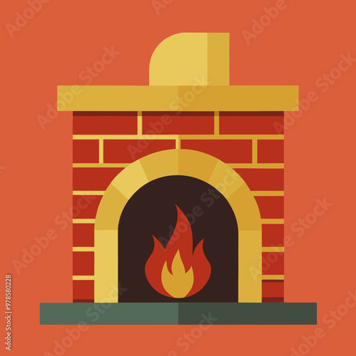 vector illustration of fireplace