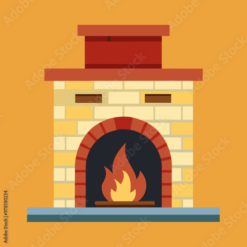 vector illustration of fireplace