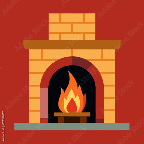vector illustration of fireplace
