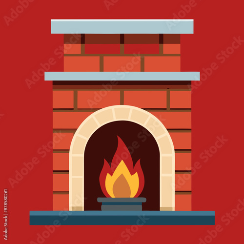 vector illustration of fireplace