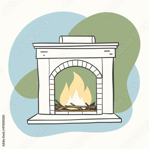 vector illustration of fireplace