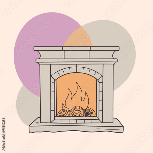 vector illustration of fireplace