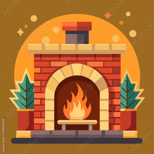 vector illustration of fireplace