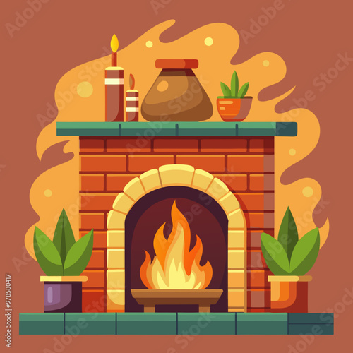 vector illustration of fireplace