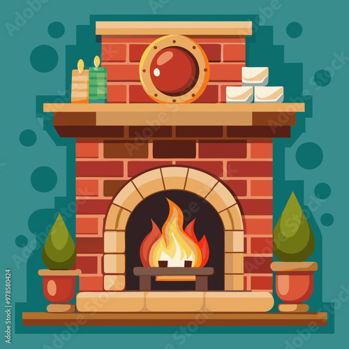 vector illustration of fireplace
