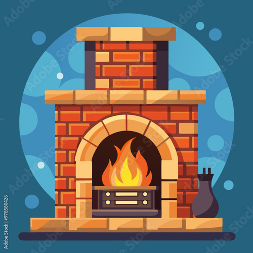 vector illustration of fireplace