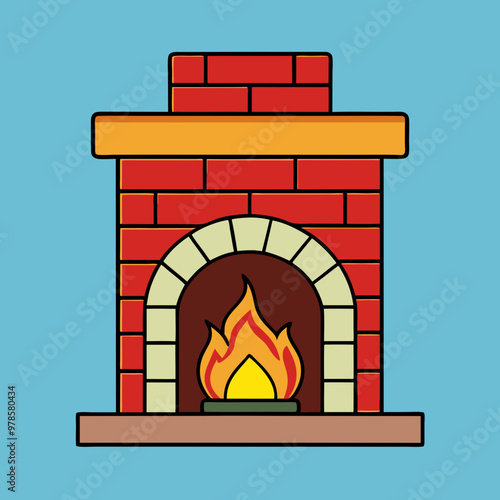 vector illustration of fireplace