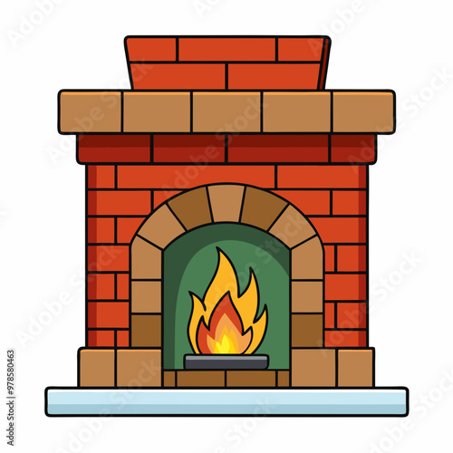 vector illustration of fireplace