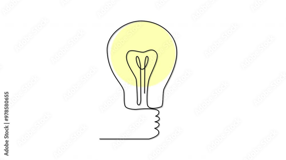 Yellow light bulb self drawing animation. Yellow light bulb self drawing animation.
