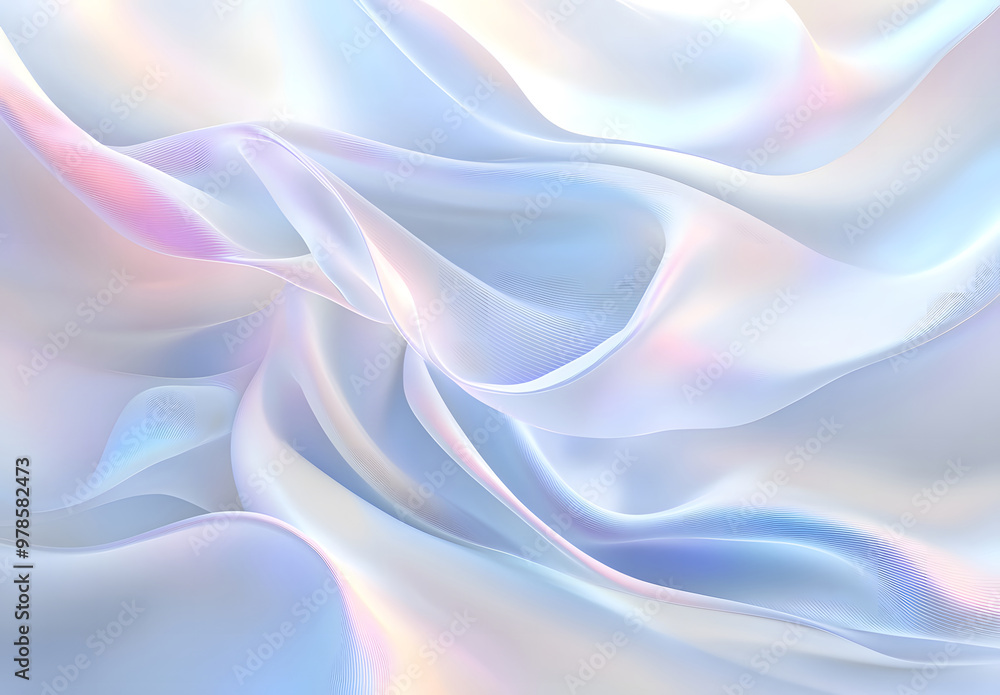 Obraz premium Elegant Flowing Wave Abstract Design in Soft Pastel Gradient with Sparkling Light Effects