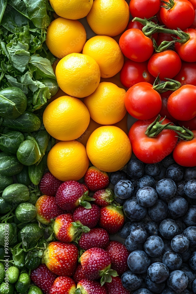 Illustrate a vibrant array of fruits and vegetables harvested from a community garden, emphasizing the benefits of local agriculture, close up, health and wellness theme, ethereal, Multilayer Illustrate a vibrant array of fruits and vegetables harvested from a community garden, emphasizing the benefits of local agriculture, close up, health and wellness theme, ethereal, Multilayer