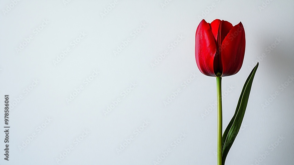 One Tulip Isolated on White Background : Generative AI One Tulip Isolated on White Background : Generative AI