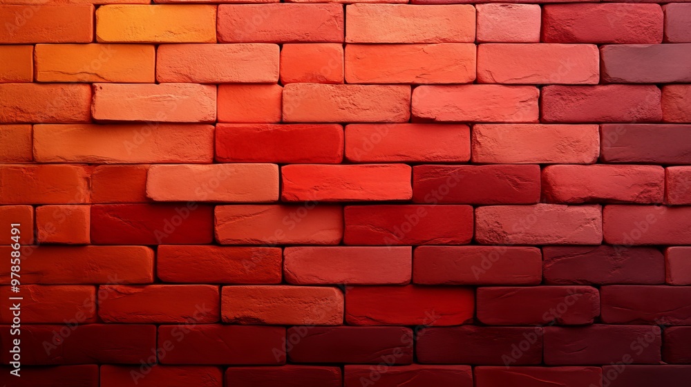 Fototapeta premium Abstract brick texture with flowing watercolor transitions, earthy tones like terracotta and beige, top view, representing calmness and natural flow, futuristic tone, Analogous Color Scheme