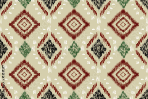 Traditional ethnic ikat pattern , bohemian style ,abstract art,Indian style,seamless pattern,ornament print, fabric,clothing,wrapping,textiles,carpet,batik,curtain,background and wallpaper. 