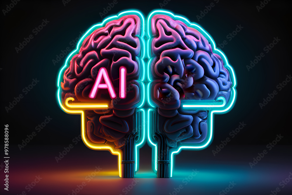 3D render of AI powered brain 3D render of AI powered brain