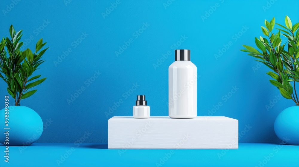 Sleek Branding Mockup of Product Box and Bottle with Copy Space for Text Sleek Branding Mockup of Product Box and Bottle with Copy Space for Text
