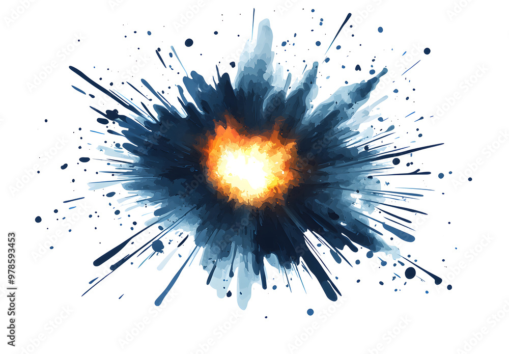 Dynamic Abstract Paint Splash Explosion with Blue and Coral Ink Blots Dynamic Abstract Paint Splash Explosion with Blue and Coral Ink Blots