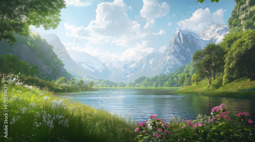 lake and mountains