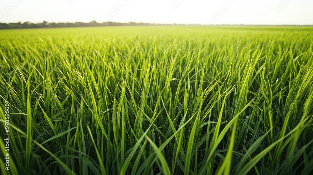 Fototapeta premium A field of vibrant green grass stretching towards the horizon.