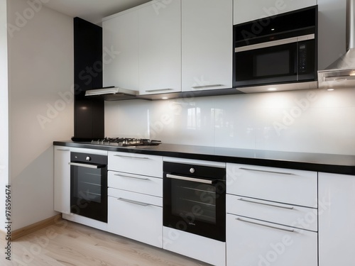 Modern Kitchen with Black and White Appliances