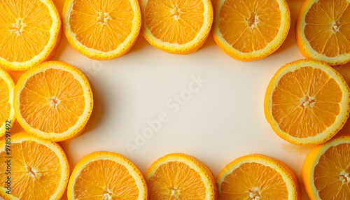 Wallpaper Mural A frame of fresh orange slices on a white background. Torontodigital.ca