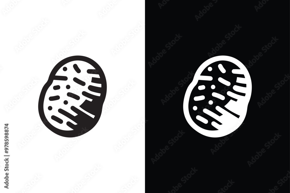 Clean Potato Silhouette Black And White Icon. Clean Potato Silhouette Black And White Icon.