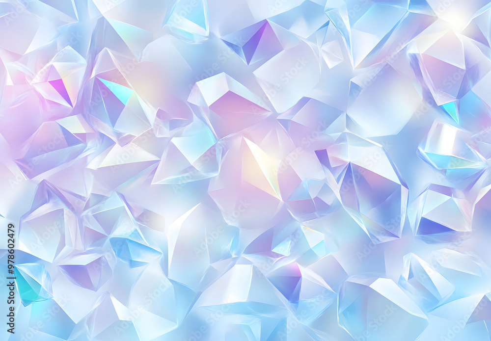 Fototapeta premium Elegant Geometric Crystal Design with Transparent Facets and Soft Pastel Light Reflections