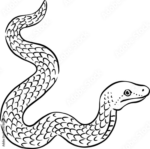 年賀素材_手描きの筆タッチの蛇のイラスト