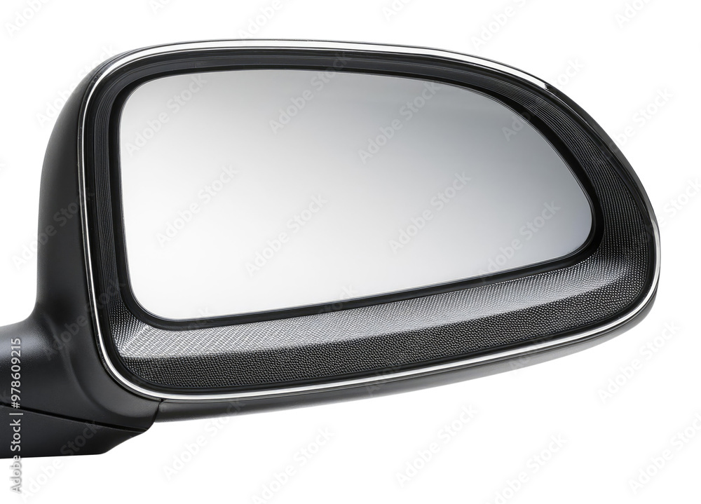 Black car side mirror with chrome trim Isolated on Transparent Background Black car side mirror with chrome trim Isolated on Transparent Background